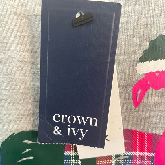 Crown & Ivy NWT Women’s Graphic “Festive As A Flock” Long Sleeve Grey T-shirt-L - Picture 9 of 9
